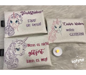 Stickserie ITH - Crazy Unicorn Zipper Tasche